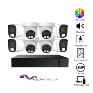 Kit 8 Cámaras FULL COLOR + AUDIO 5MP 2K + INSTALACION